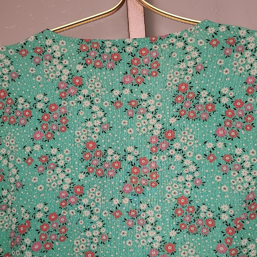 ASOS Mint‎ Green Pink Floral Midi Dress Whimsical Fairy Flowy Size 12 - Picture 10 of 12